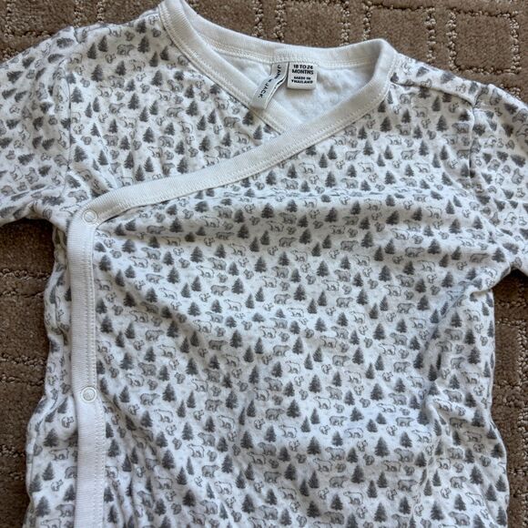 Janie & Jack Onesie Pant Set Unisex Baby 18-24 Months White Gray Forest Bears - Picture 4 of 6